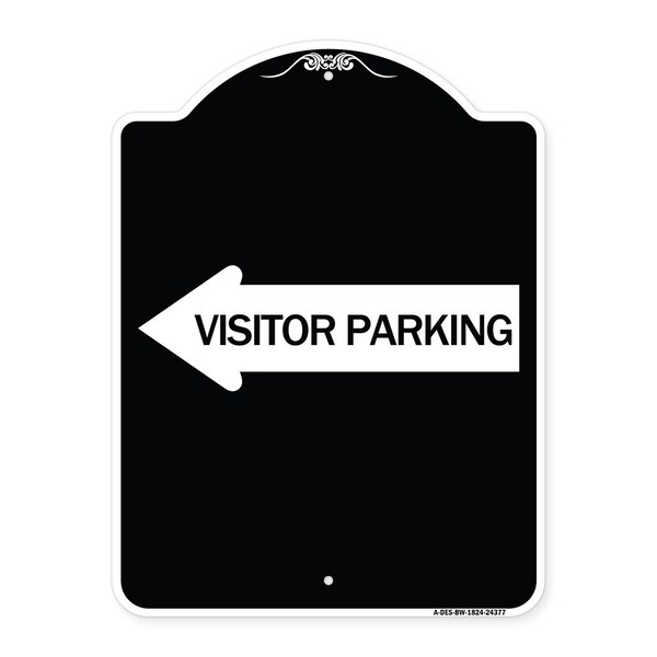 Visitor Parking With Left Arrow Heavy-Gauge Aluminum Architectural Sign, 24" x 18", BW-1824-24377